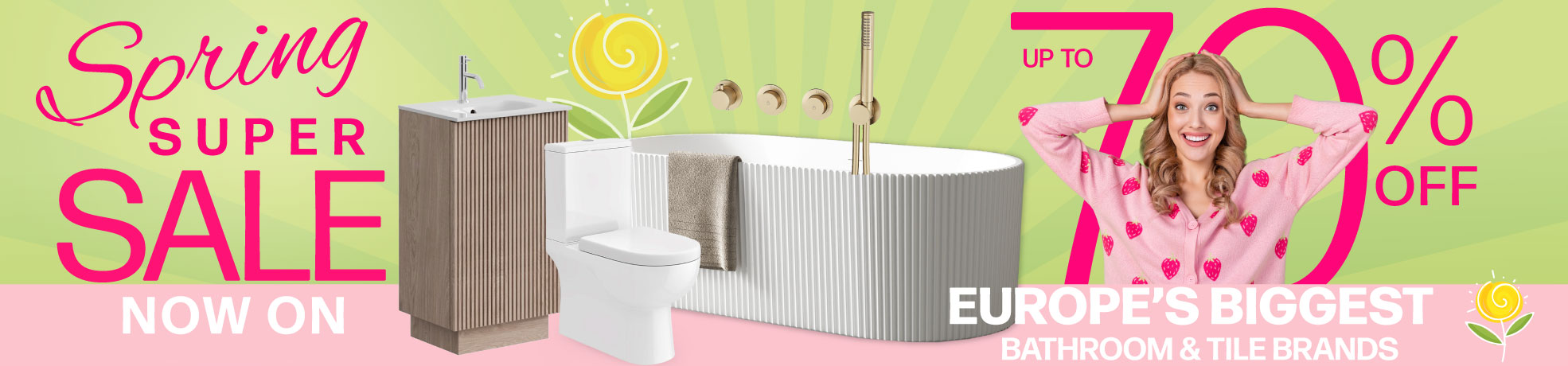 Save up to 70% OFF Bathrooms in the Spring Sale collection banner