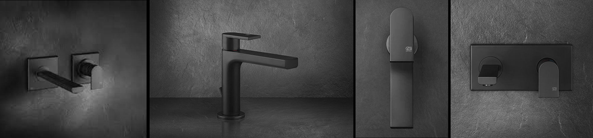 Gessi bathrooms mixer tap and shower in black
