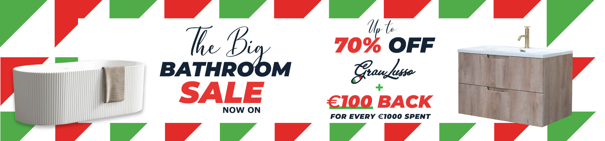 Get up to 70% off Granlusso Bathrooms in our big bathroom sale