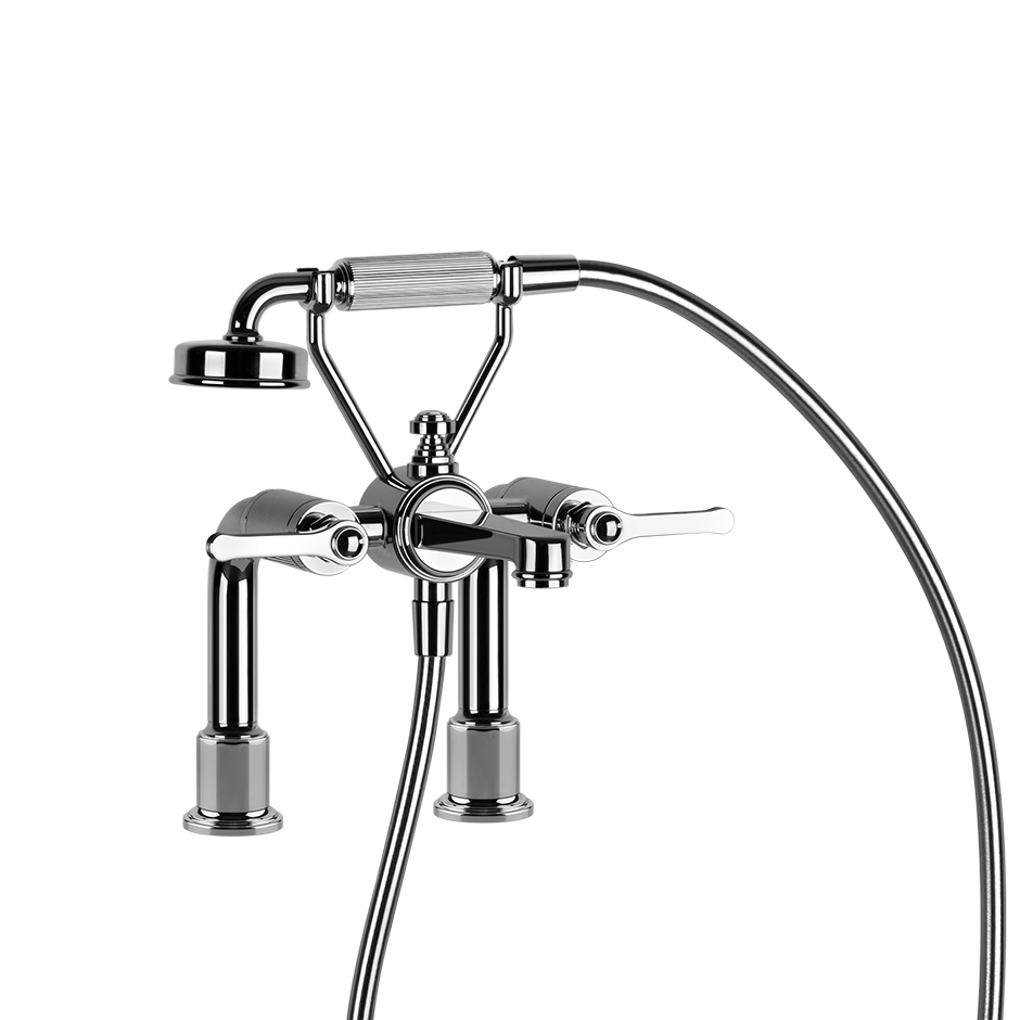 Gessi Venti20 Deck Mounted 2-Hole Bath-Shower Mixer in chrome, supplied by Deluxe Bathrooms.