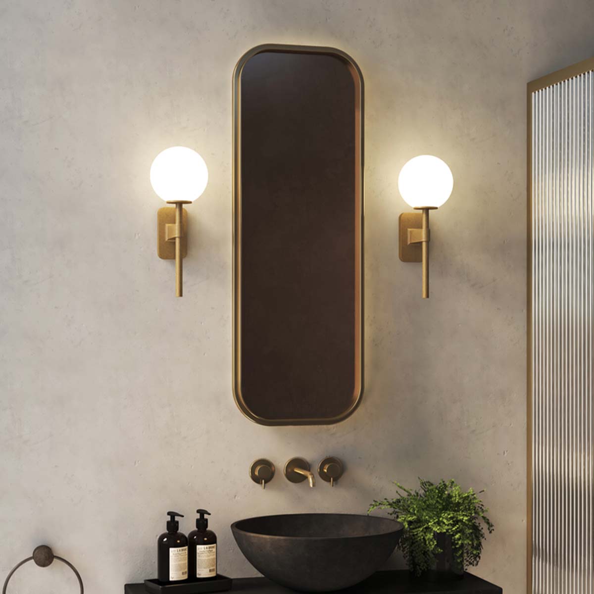 Biella Bathroom Light Antique Brass