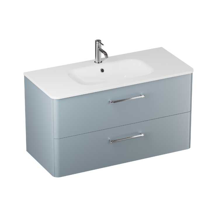 Camberwell Wall Mounted Vanity Unit With Washbasin - Dusty Blue