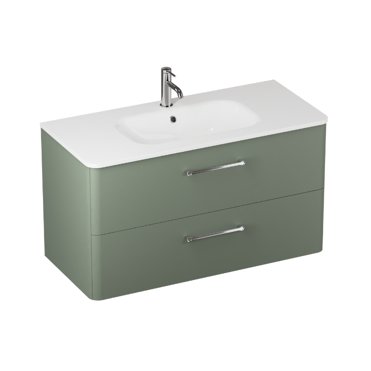 Camberwell Wall Mounted Vanity Unit With Washbasin - Earthy Green