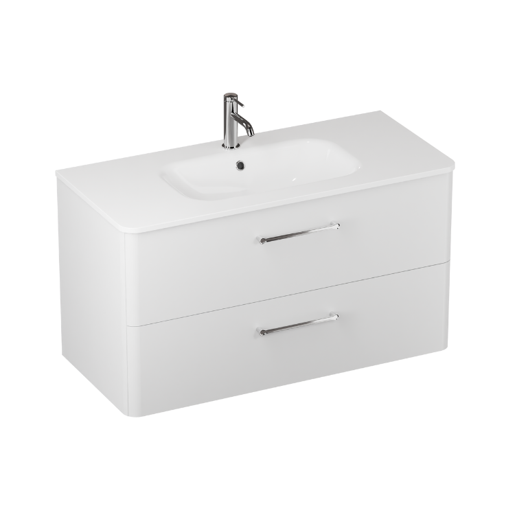 Camberwell Wall Mounted Vanity Unit With Washbasin - Frosted White