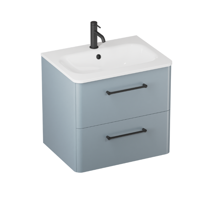 Camberwell Wall Mounted Vanity Unit With Washbasin - Dusty Blue
