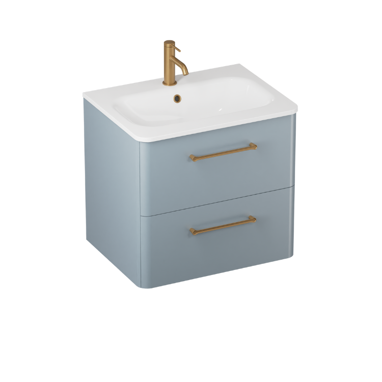 Camberwell Wall Mounted Vanity Unit With Washbasin - Dusty Blue