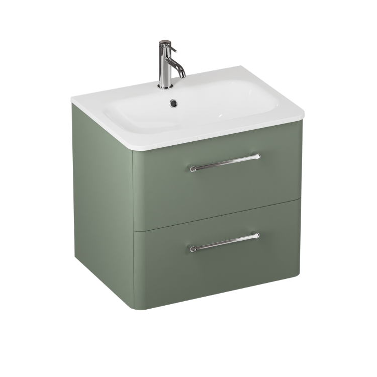 Camberwell Wall Mounted Vanity Unit With Washbasin - Earthy Green