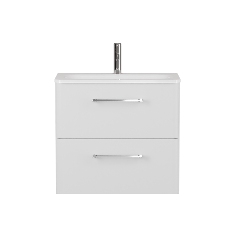 Camberwell Wall Mounted Vanity Unit With Washbasin - Frosted White