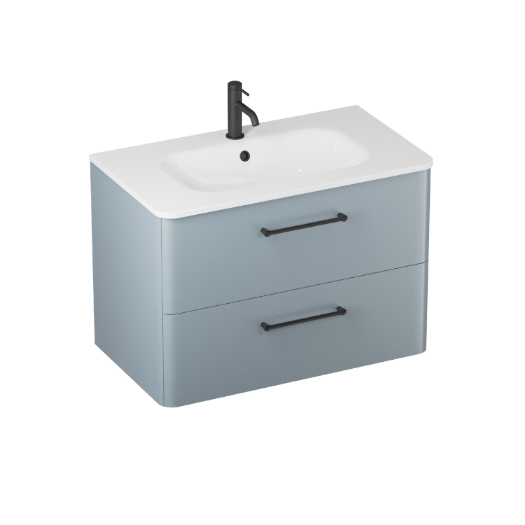 Camberwell Wall Mounted Vanity Unit With Washbasin - Dusty Blue