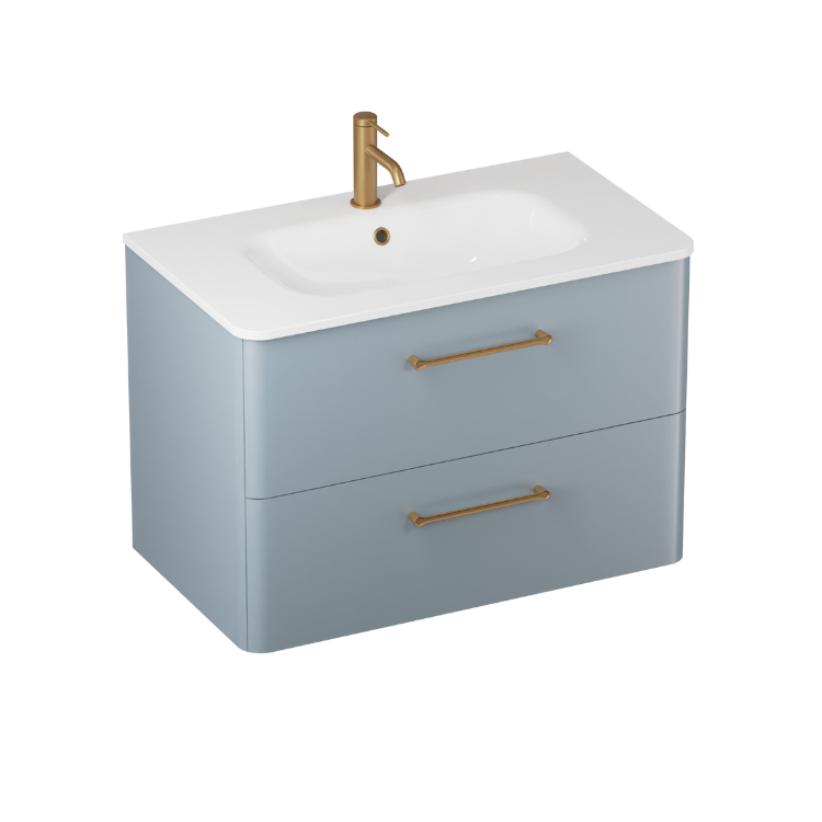 Camberwell Wall Mounted Vanity Unit With Washbasin - Dusty Blue