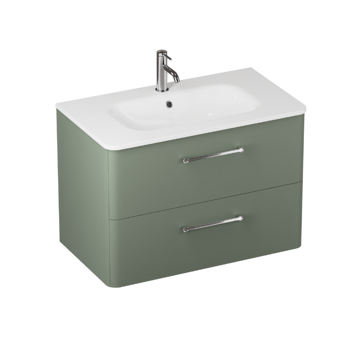 Camberwell Wall Mounted Vanity Unit With Washbasin - Earthy Green