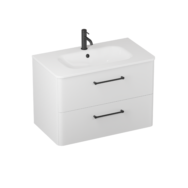 Camberwell Wall Mounted Vanity Unit With Washbasin - Frosted White