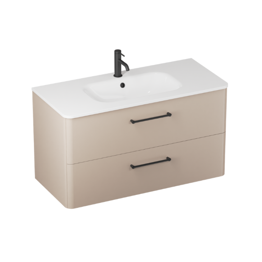 Camberwell Wall Mounted Vanity Unit With Washbasin - Warm Beige