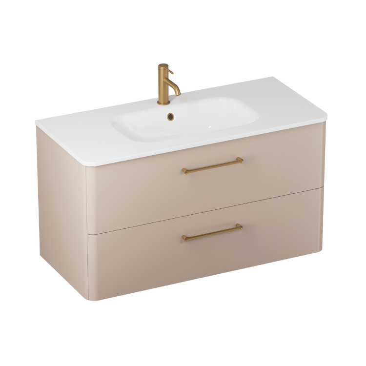 Camberwell Wall Mounted Vanity Unit With Washbasin - Warm Beige