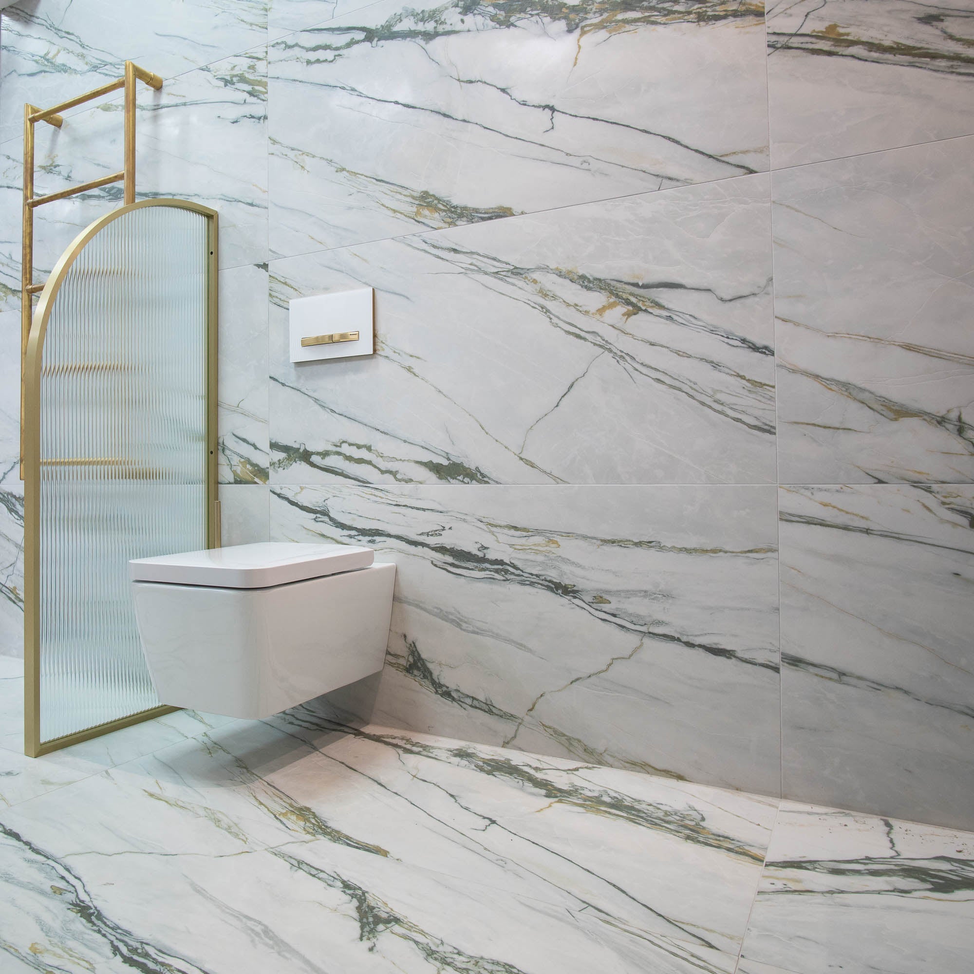 Deluxe Calacatta Green 3D Marble Effect Porcelain Tile 60x120cm Matt