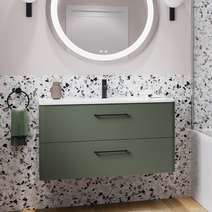 Camberwell Wall Mounted Vanity Unit With Washbasin - Earthy Green