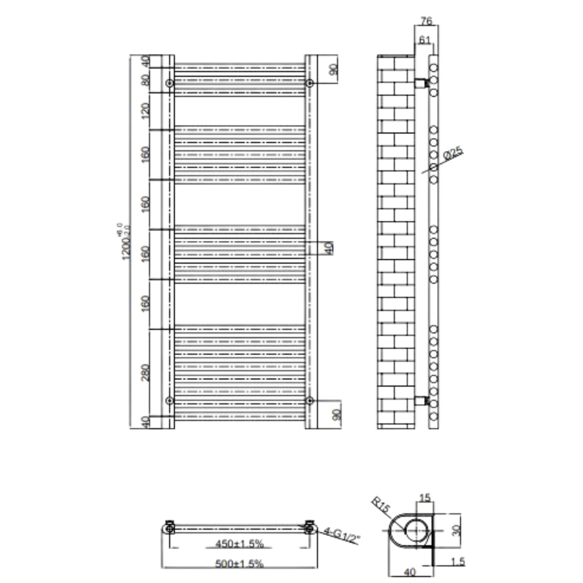Como Aromawell Heated Towel Rail - Brushed Bronze