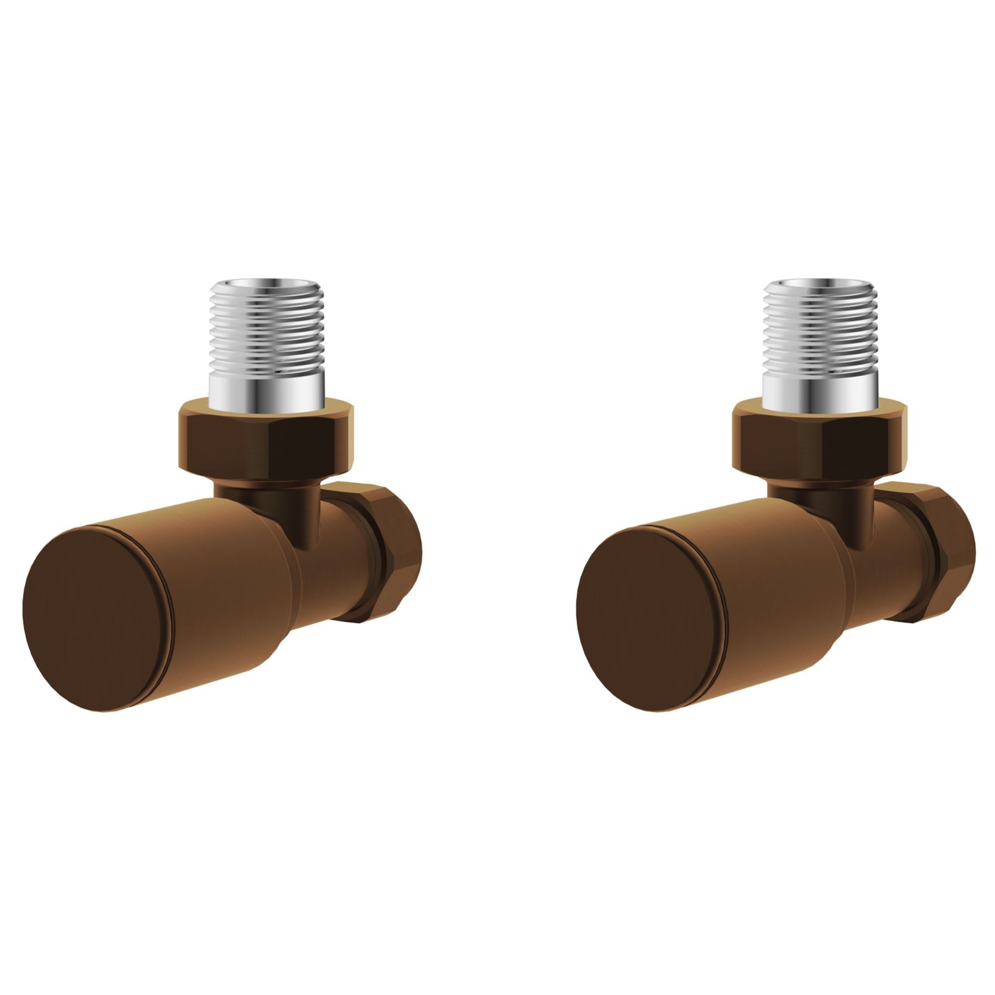 Como Round Brushed Bronze Radiator Valve - Pair