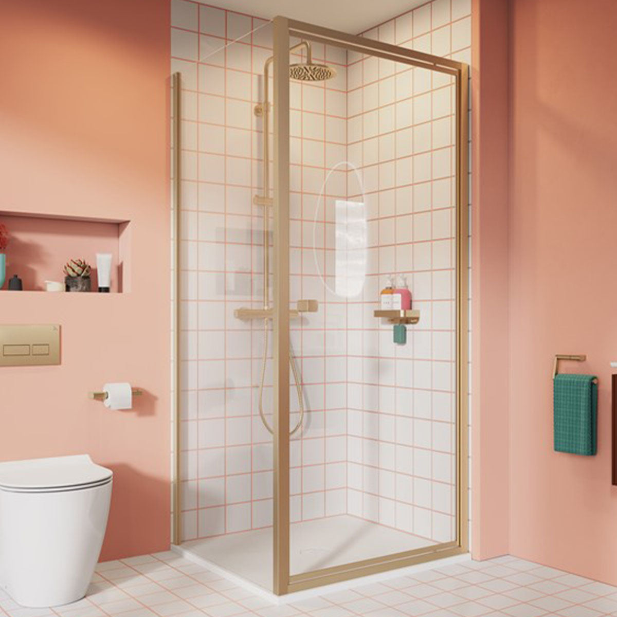 Crosswater Clear 6 Pivot Shower Door Side Panel Brushed Brass