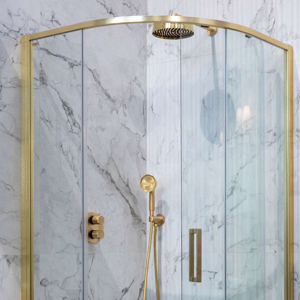 Crosswater MPRO Industrial 2 Outlet Thermostatic Round Shower Valve With Handset and Wall Mounted Overhead