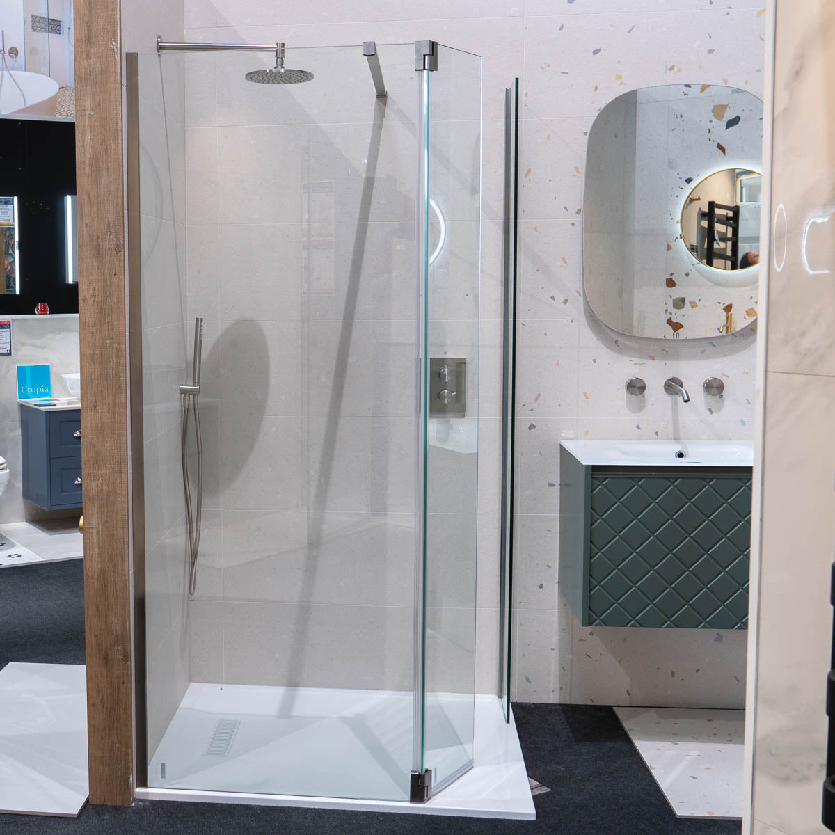 Granlusso 8 Clear Glass Wetroom Shower Screen - Brushed Stainless Steel