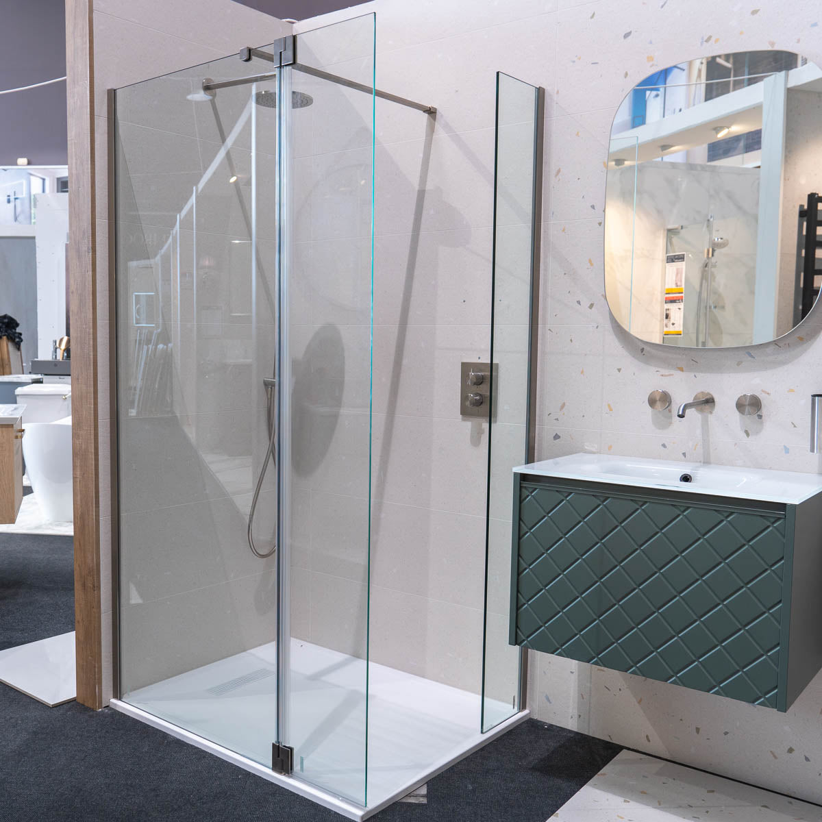 Granlusso 8 Clear Glass Wetroom Shower Screen - Brushed Stainless Steel