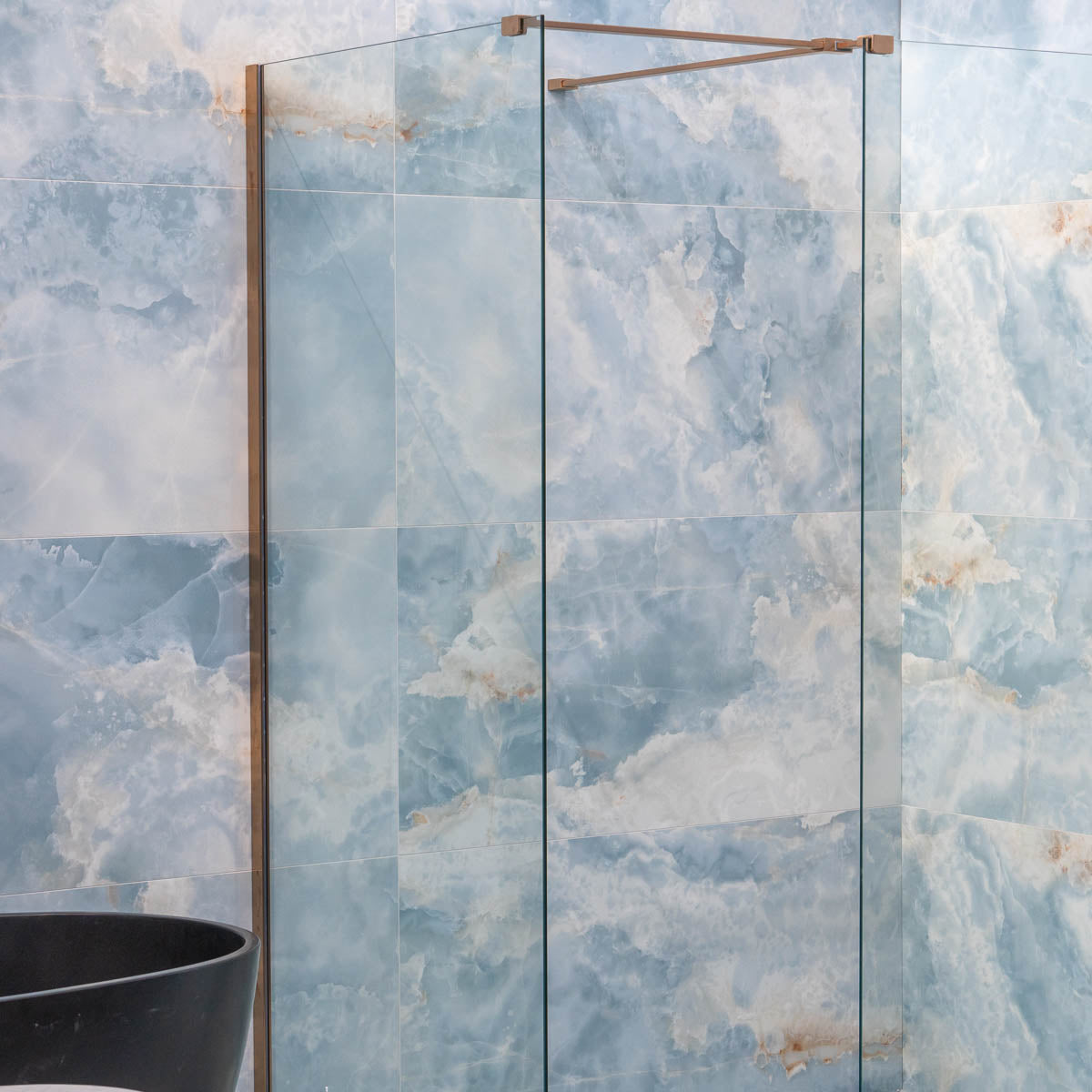 Granlusso 8 Clear Glass Wetroom Shower Screen - Brushed Bronze