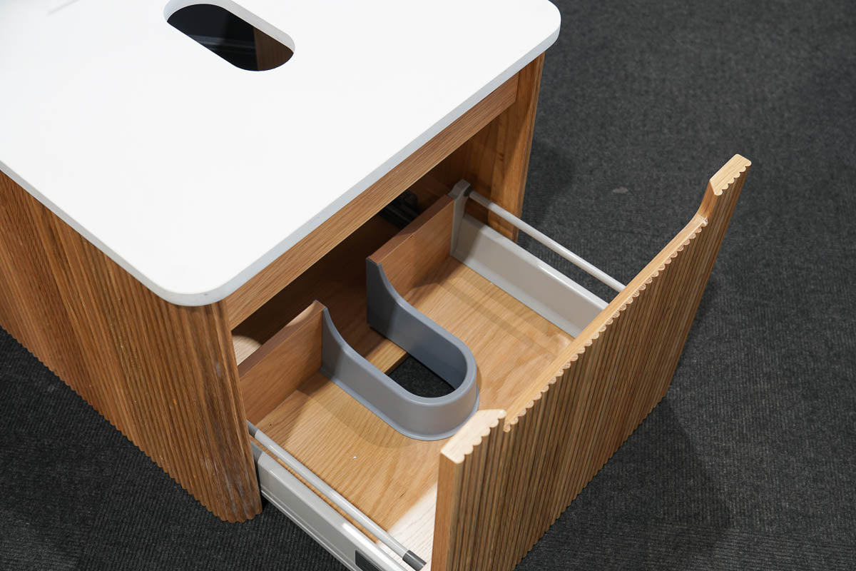 Ex-Display Granlusso™ Amalfi 600 Oak Fluted Wall Mounted Vanity Unit With Worktop
