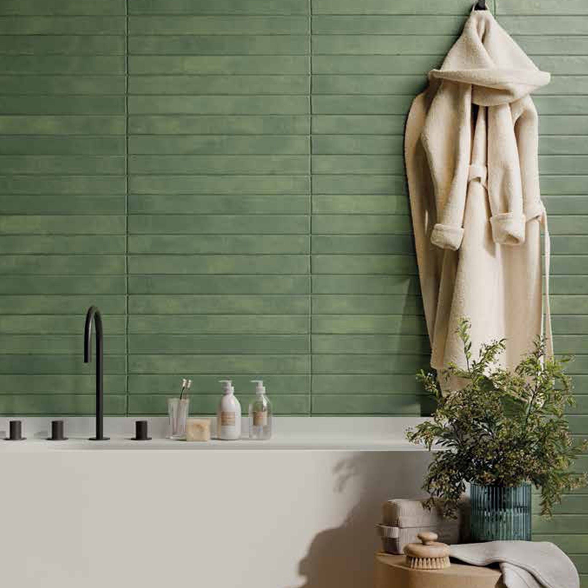 Denver Green Porcelain Tile 4.8x45cm Matt