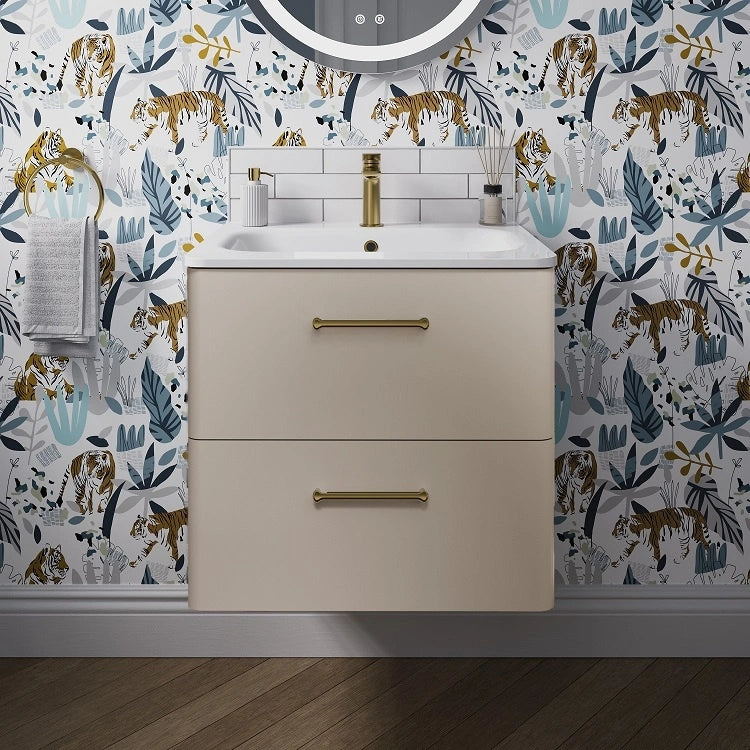 Camberwell Wall Mounted Vanity Unit With Washbasin - Warm Beige