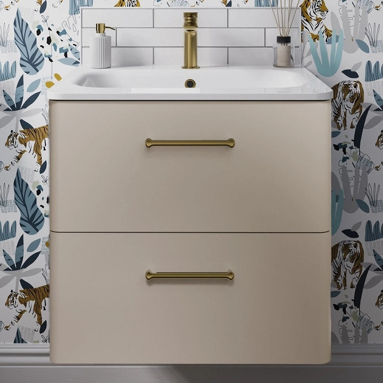 Camberwell Wall Mounted Vanity Unit With Washbasin - Warm Beige