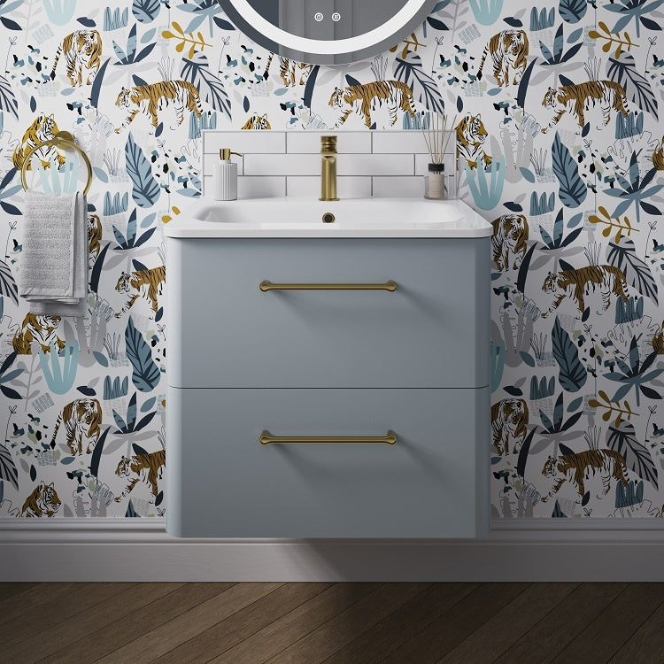 Camberwell Wall Mounted Vanity Unit With Washbasin - Dusty Blue