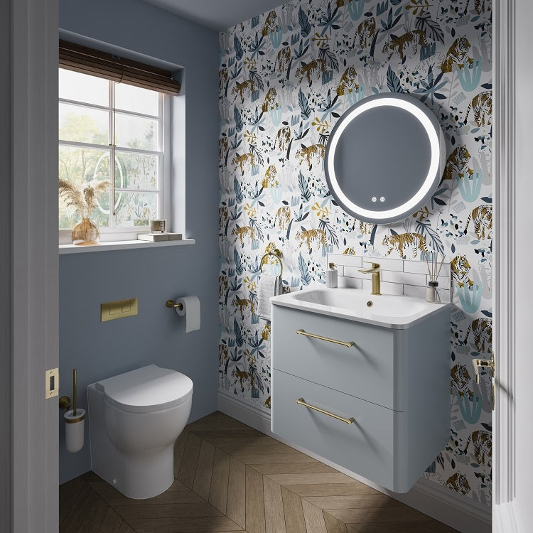 Camberwell Wall Mounted Vanity Unit With Washbasin - Dusty Blue