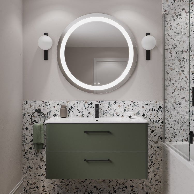 Camberwell Wall Mounted Vanity Unit With Washbasin - Earthy Green