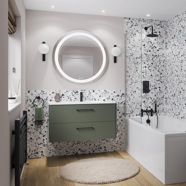 Camberwell Wall Mounted Vanity Unit With Washbasin - Earthy Green