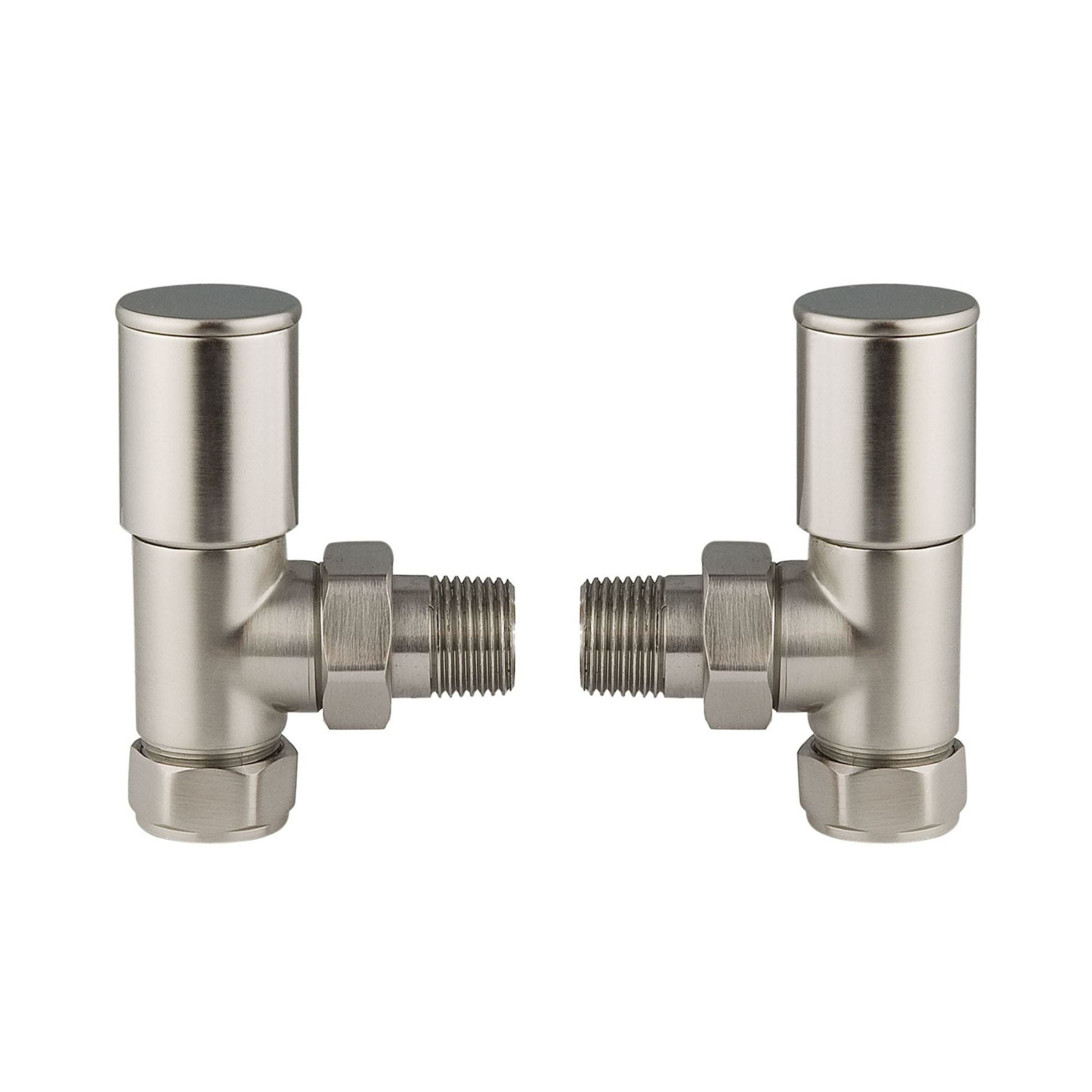 Ebro Round Silver Nickel Radiator Valves - Pair