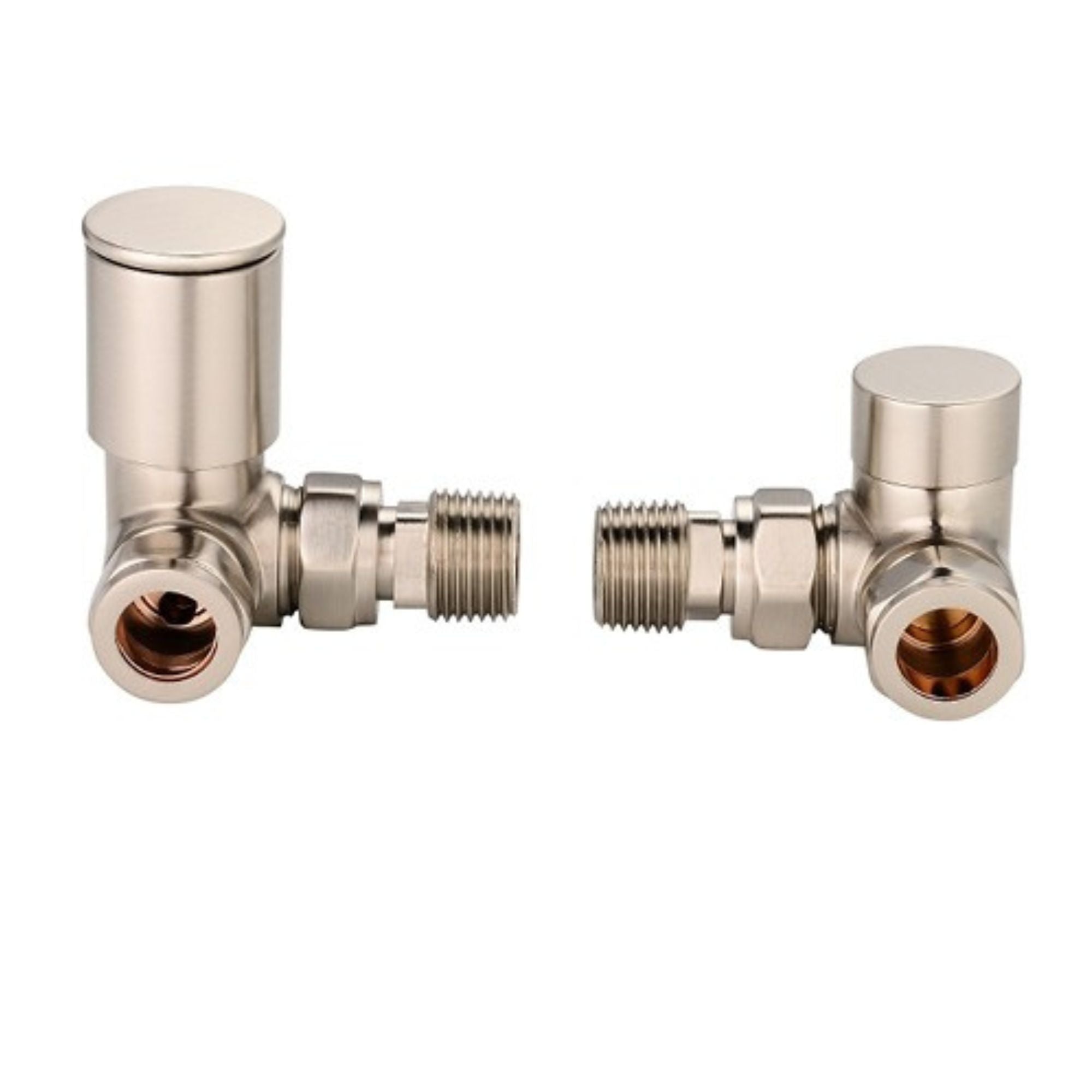 Ebro Round Silver Nickel Radiator Valves - Pair