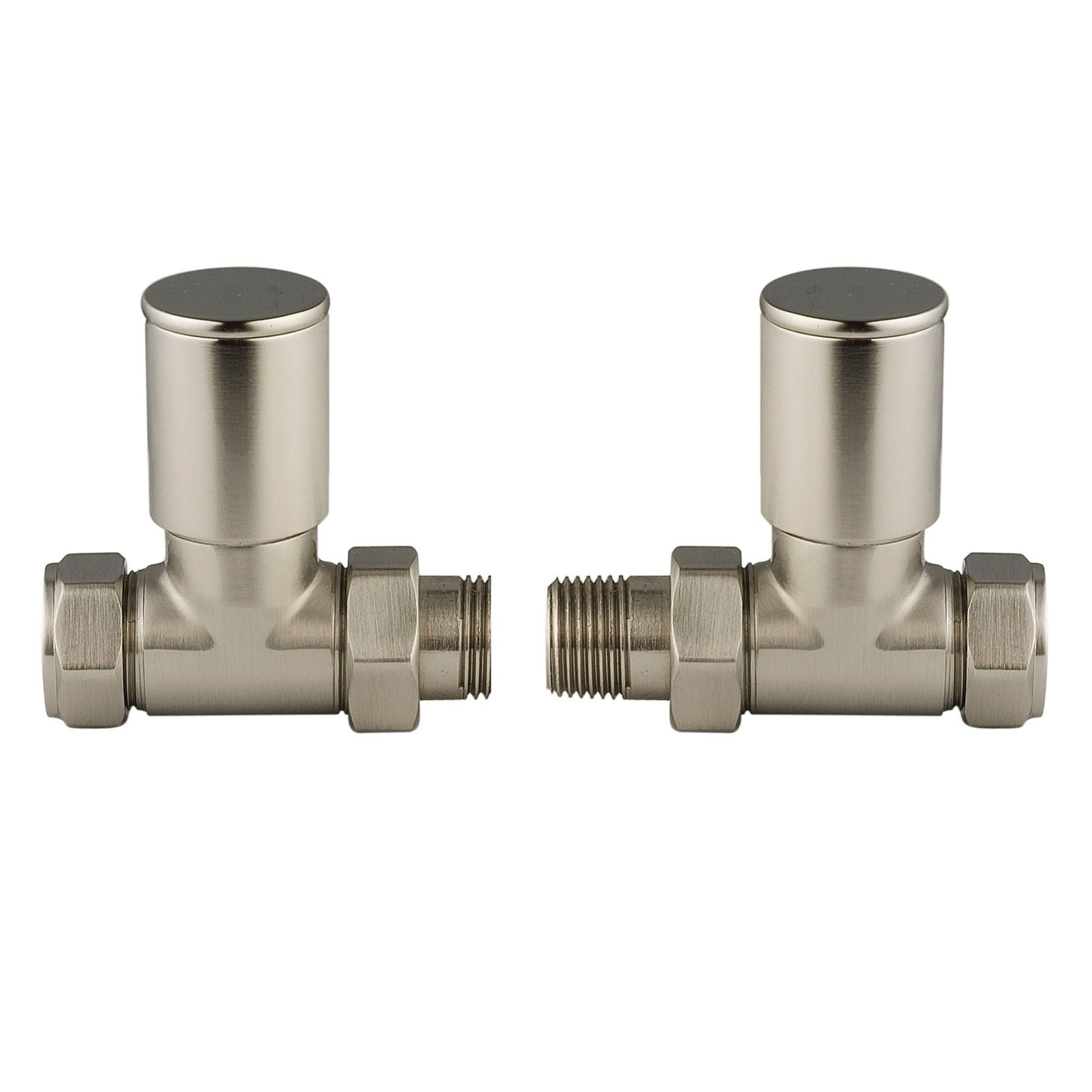Ebro Round Silver Nickel Radiator Valves - Pair