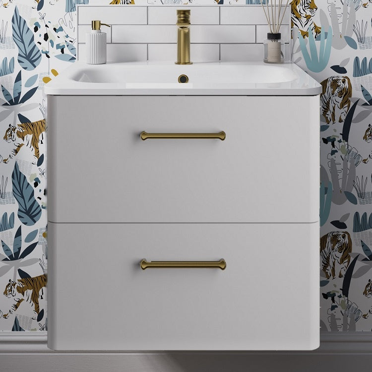 Camberwell Wall Mounted Vanity Unit With Washbasin - Frosted White