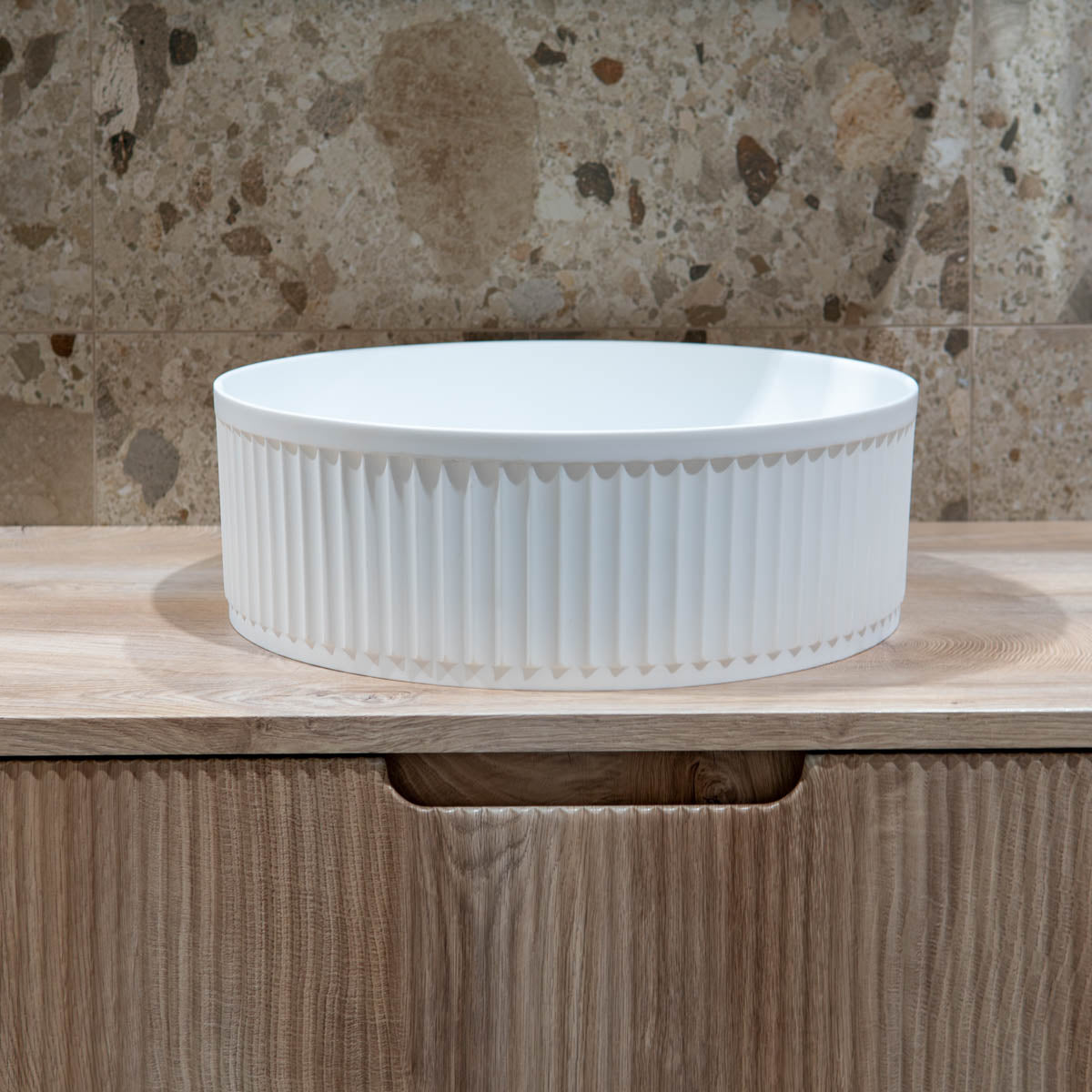 Granlusso Fluted Solid Surface Countertop Basin Round