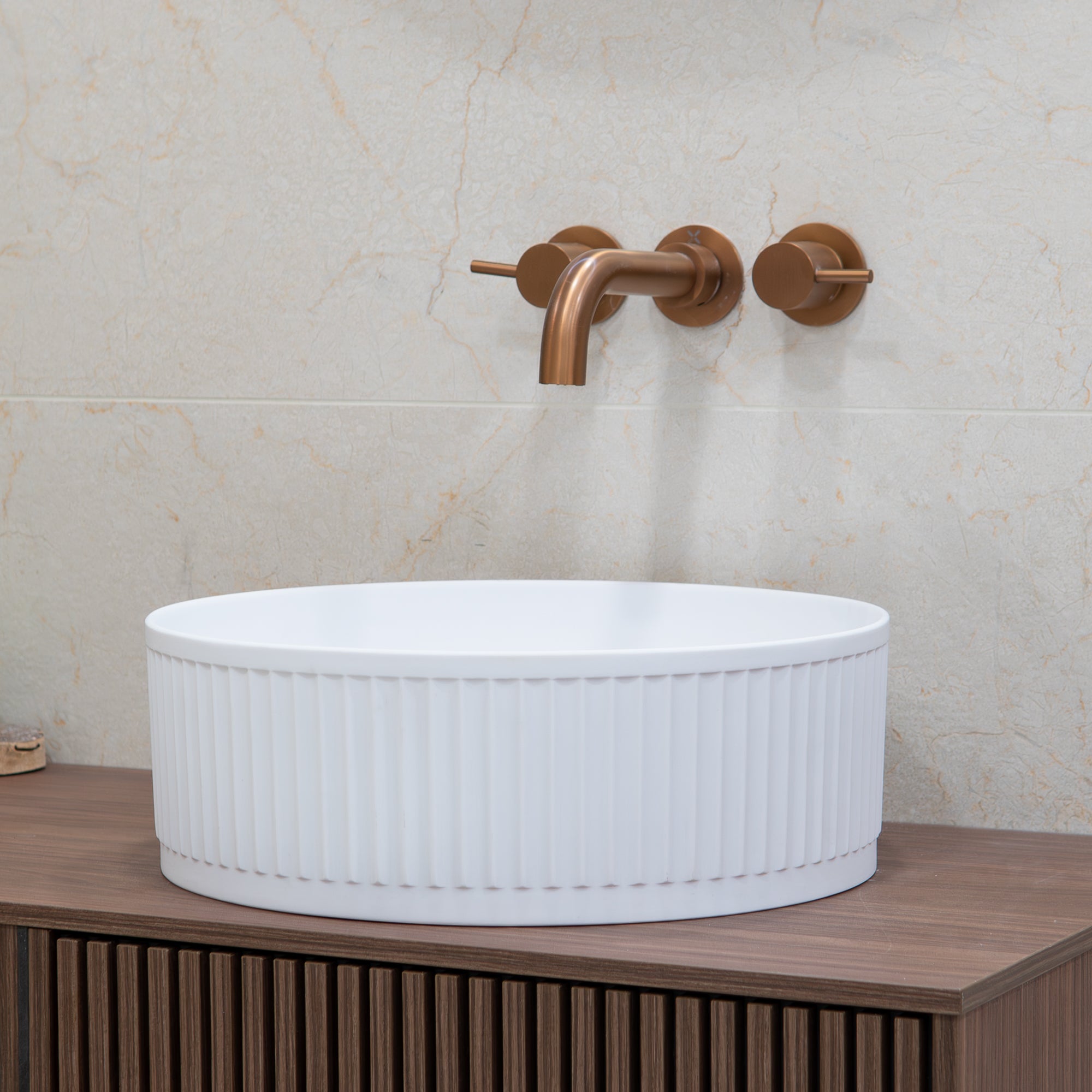 Granlusso™ Enzo Fluted Solid Surface Countertop Basin Round