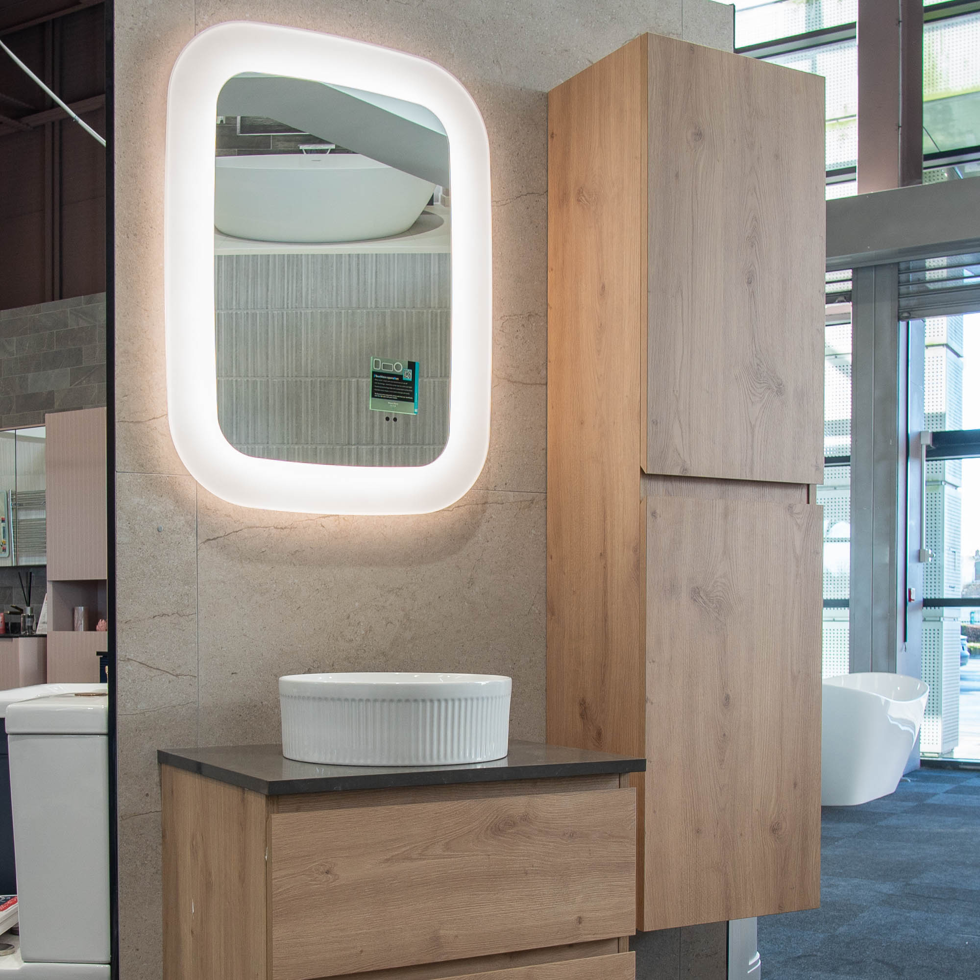 Granlusso Rocco Wall Mounted 2-Door Tall Storage Cabinet - Oak