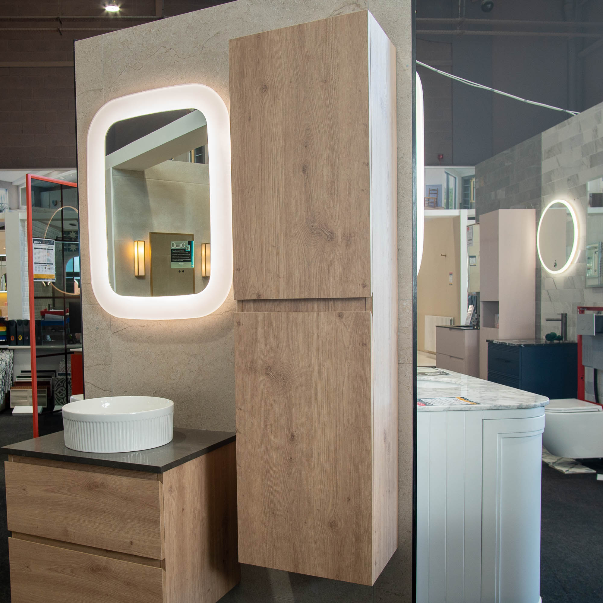 Granlusso Rocco Wall Mounted 2-Door Tall Storage Cabinet - Oak