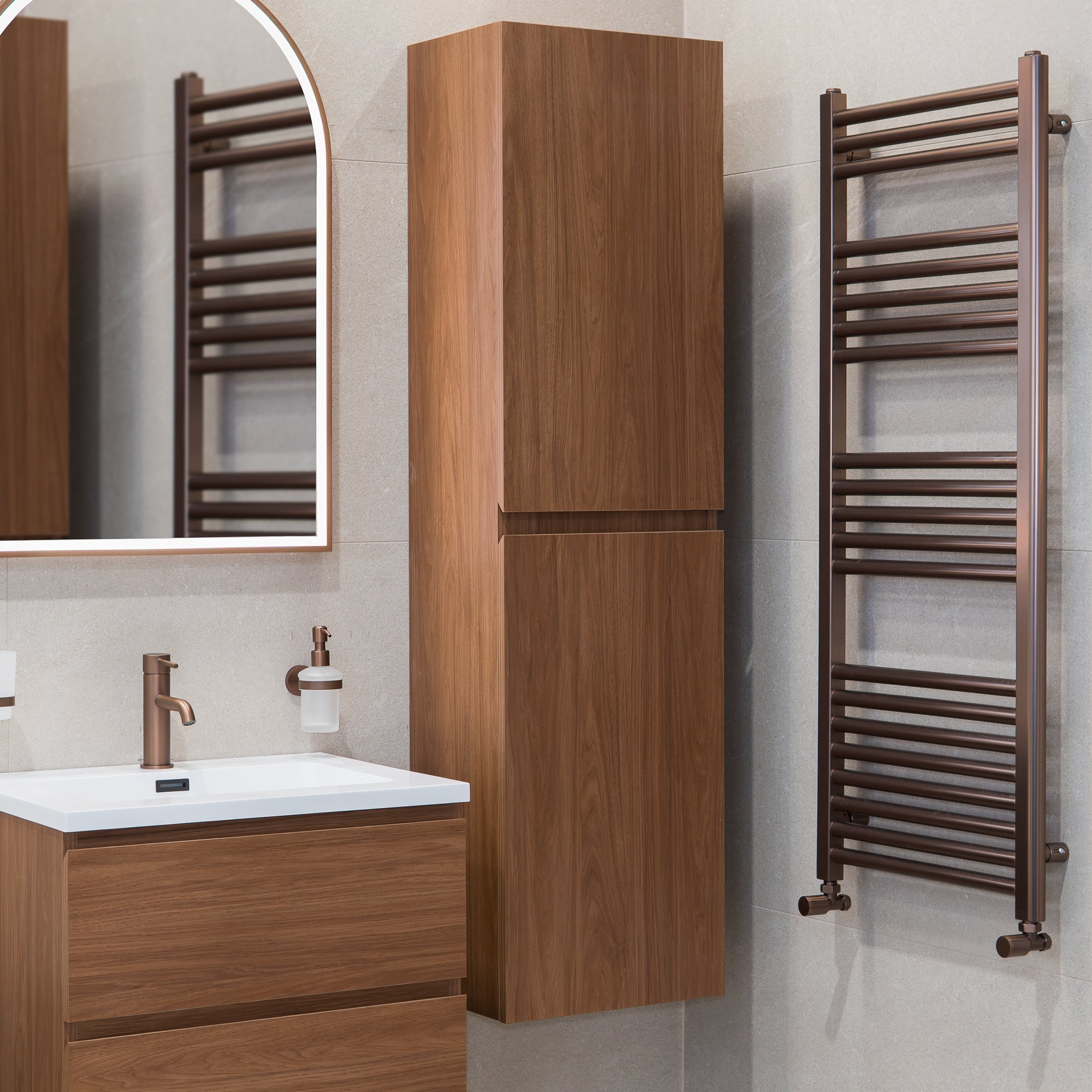 Granlusso Rocco Tallboy Wall Mounted in Walnut at Deluxe Bathrooms