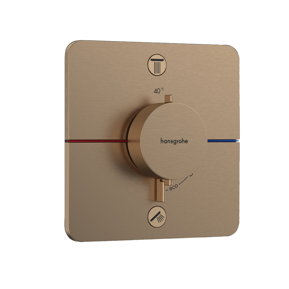 Hansgrohe Select Comfort Q 2-Outlet Thermostatic Valve with Rainfinity 360 Overhead and Slide Rail Kit - Brushed Bronze