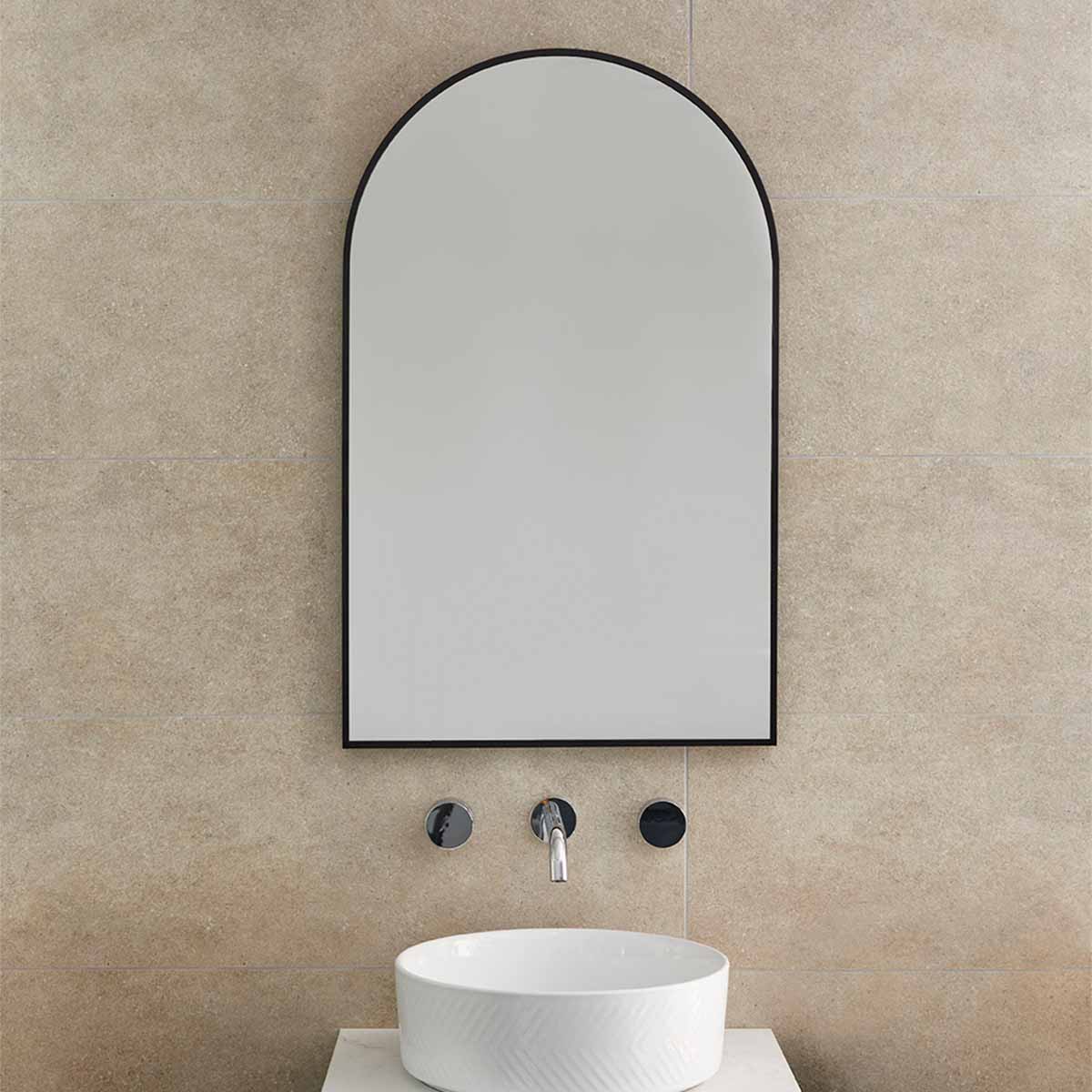 Harbour Arch Mirror Matt Black 50x80cm lifestyle deluxe bathrooms ireland