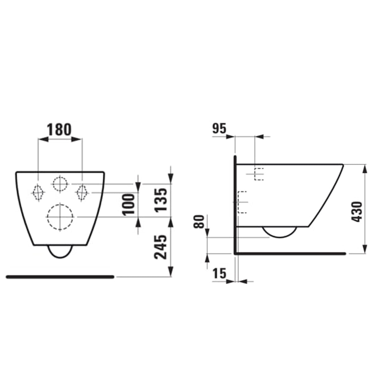 Laufen Lua Rimless Wall Hung WC Pan With Slim Soft Close Toilet Seat