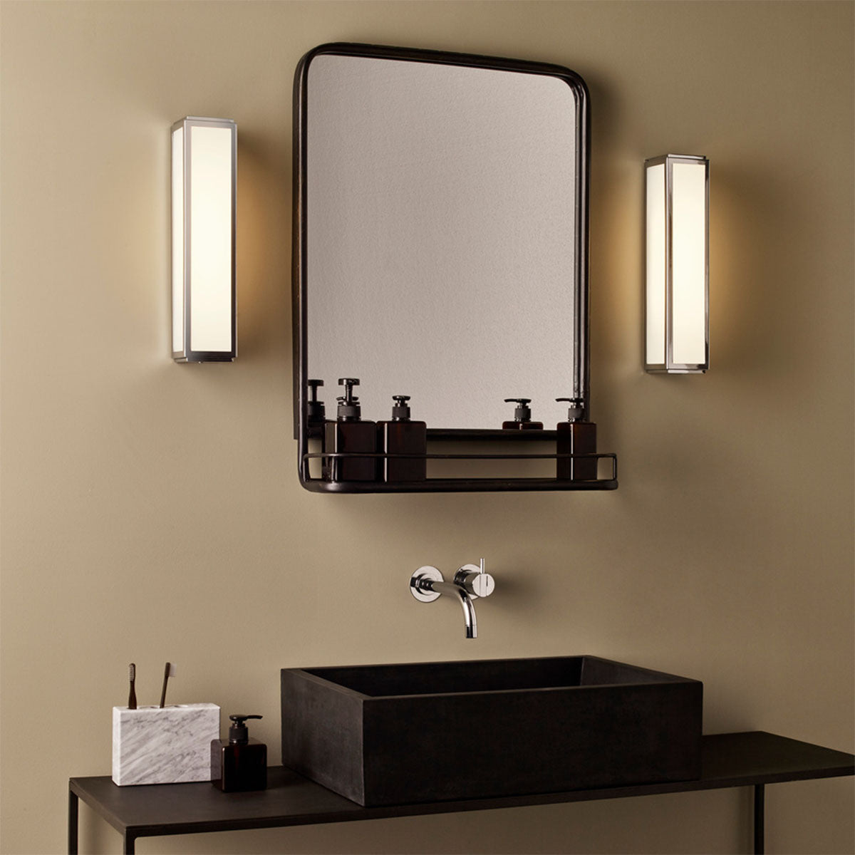 Modena Rectangular Bathroom Light lifestyle Polished Chrome