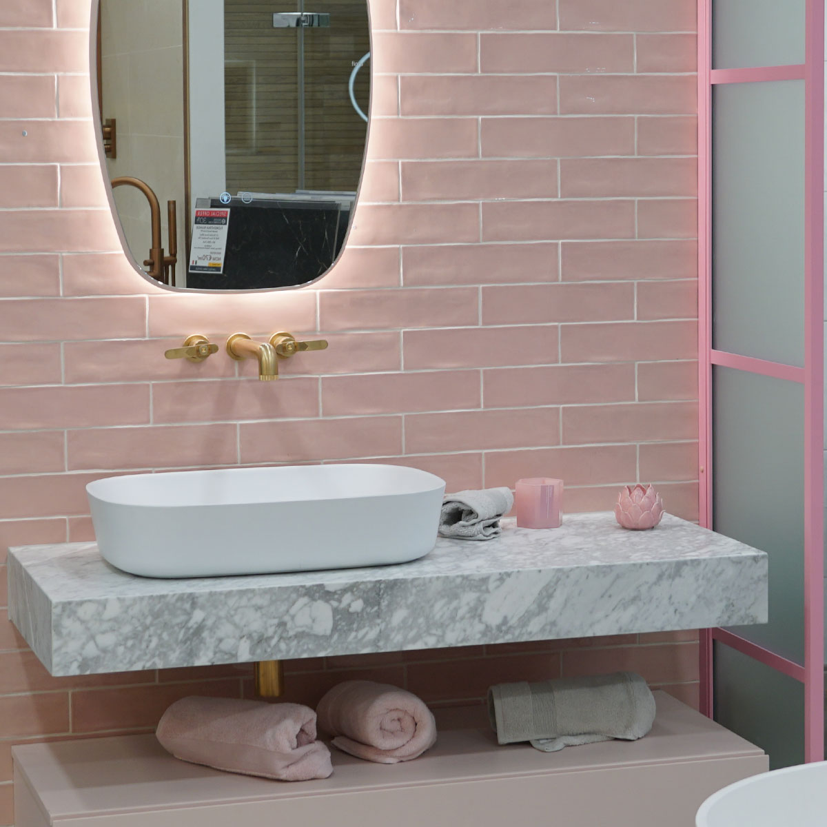 Poitiers Rose Wall Tile 7.5x30cm Gloss
