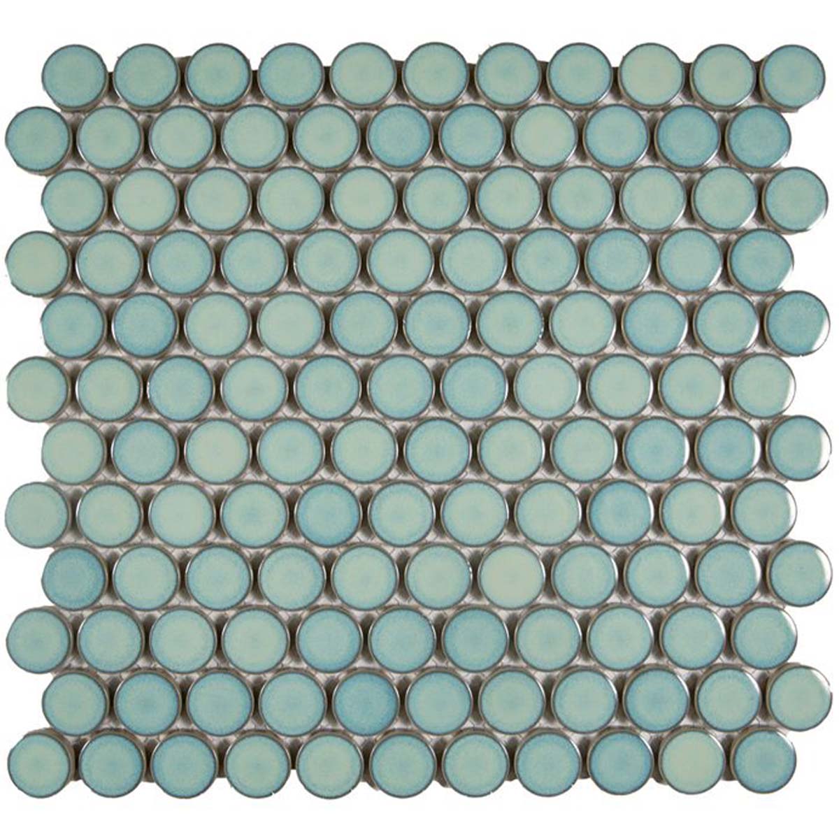 Penny Aquamarina Round Wall Mosaic Tile 31x33cm Gloss